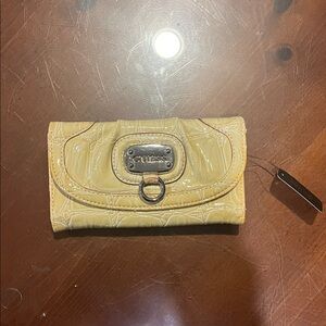 Guess Tan Textured Leather Clutch Wallet